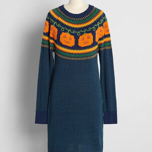 Modcloth "Cozy Commitment" Sweater Dress in Pumpkin